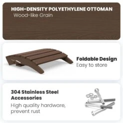 HDPE Folding Plastic Outdoor Ottoman For Adirondack In Brown -Jearey outdoor ottomans pezdotm br 1f 1000