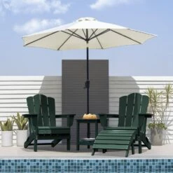 HDPE Folding Plastic Outdoor Ottoman For Adirondack In Dark Green -Jearey outdoor ottomans pezdotm dg 31 1000