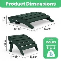 HDPE Folding Plastic Outdoor Ottoman For Adirondack In Dark Green -Jearey outdoor ottomans pezdotm dg 44 1000
