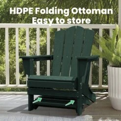 HDPE Folding Plastic Outdoor Ottoman For Adirondack In Dark Green -Jearey outdoor ottomans pezdotm dg 4f 1000