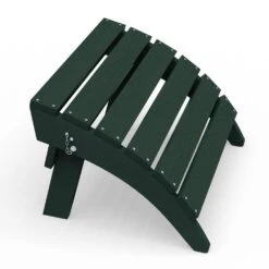 HDPE Folding Plastic Outdoor Ottoman For Adirondack In Dark Green