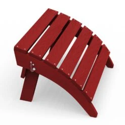 HDPE Folding Plastic Outdoor Ottoman For Adirondack In Burgandy