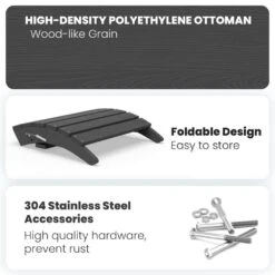 HDPE Folding Plastic Outdoor Ottoman For Adirondack In Gray 11 HDPE Folding Plastic Outdoor Ottoman For Adirondack In Gray -Jearey outdoor ottomans pezdotm gy 1f 1000