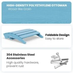 HDPE Folding Plastic Outdoor Ottoman For Adirondack In Light Blue 11 HDPE Folding Plastic Outdoor Ottoman For Adirondack In Light Blue -Jearey outdoor ottomans pezdotm lb 1f 1000