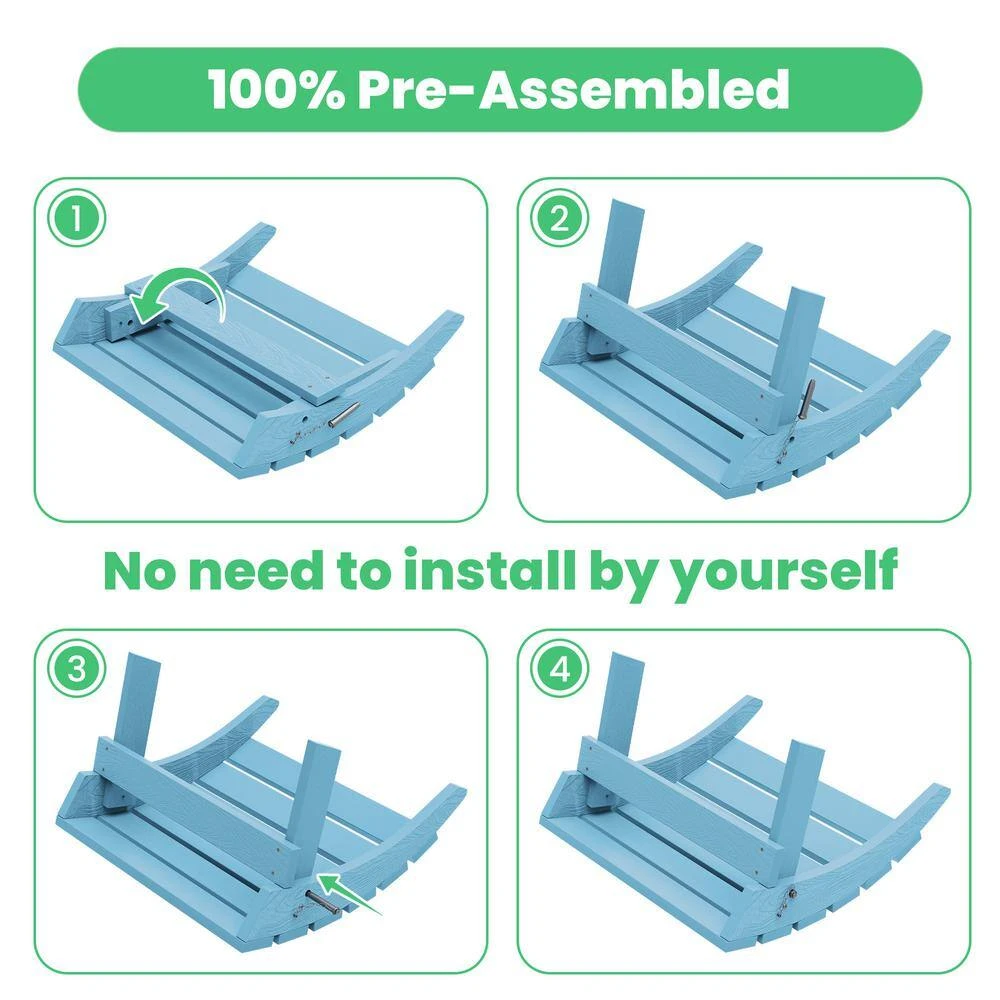 HDPE Folding Plastic Outdoor Ottoman For Adirondack In Light Blue 7 HDPE Folding Plastic Outdoor Ottoman For Adirondack In Light Blue - Image 7