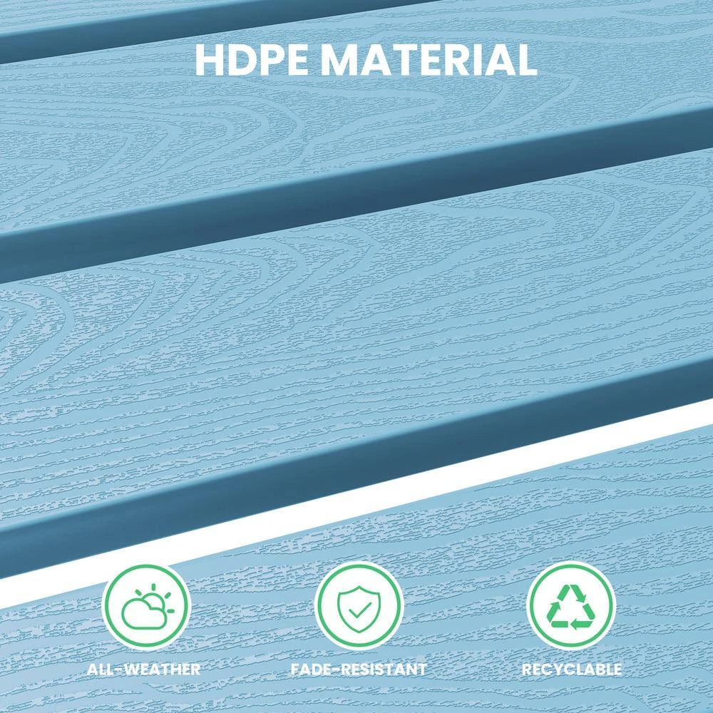 HDPE Folding Plastic Outdoor Ottoman For Adirondack In Light Blue 6 HDPE Folding Plastic Outdoor Ottoman For Adirondack In Light Blue - Image 6