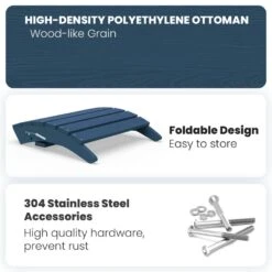 HDPE Folding Plastic Outdoor Ottoman For Adirondack In Navy -Jearey outdoor ottomans pezdotm ny 1f 1000