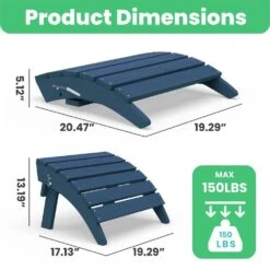 HDPE Folding Plastic Outdoor Ottoman For Adirondack In Navy -Jearey outdoor ottomans pezdotm ny 44 1000
