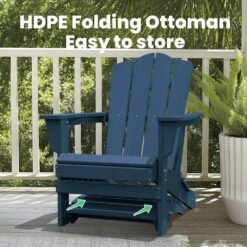 HDPE Folding Plastic Outdoor Ottoman For Adirondack In Navy -Jearey outdoor ottomans pezdotm ny 4f 1000