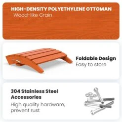 HDPE Folding Plastic Outdoor Ottoman For Adirondack In Orange -Jearey outdoor ottomans pezdotm or 1f 1000