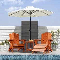 HDPE Folding Plastic Outdoor Ottoman For Adirondack In Orange -Jearey outdoor ottomans pezdotm or 31 1000