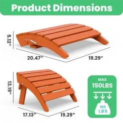 HDPE Folding Plastic Outdoor Ottoman For Adirondack In Orange -Jearey outdoor ottomans pezdotm or 44 1000