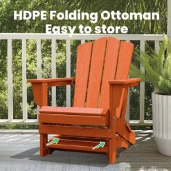 HDPE Folding Plastic Outdoor Ottoman For Adirondack In Orange -Jearey outdoor ottomans pezdotm or 4f 1000