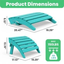 HDPE Folding Plastic Outdoor Ottoman For Adirondack In Peacock Blue -Jearey outdoor ottomans pezdotm pb 44 1000