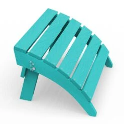 HDPE Folding Plastic Outdoor Ottoman For Adirondack In Peacock Blue
