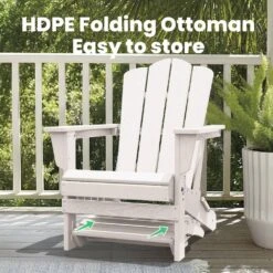 HDPE Folding Plastic Outdoor Ottoman For Adirondack In White -Jearey outdoor ottomans pezdotm wt 4f 1000