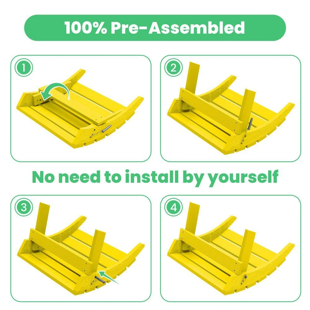 HDPE Folding Plastic Outdoor Ottoman For Adirondack In Yellow 7 HDPE Folding Plastic Outdoor Ottoman For Adirondack In Yellow - Image 7