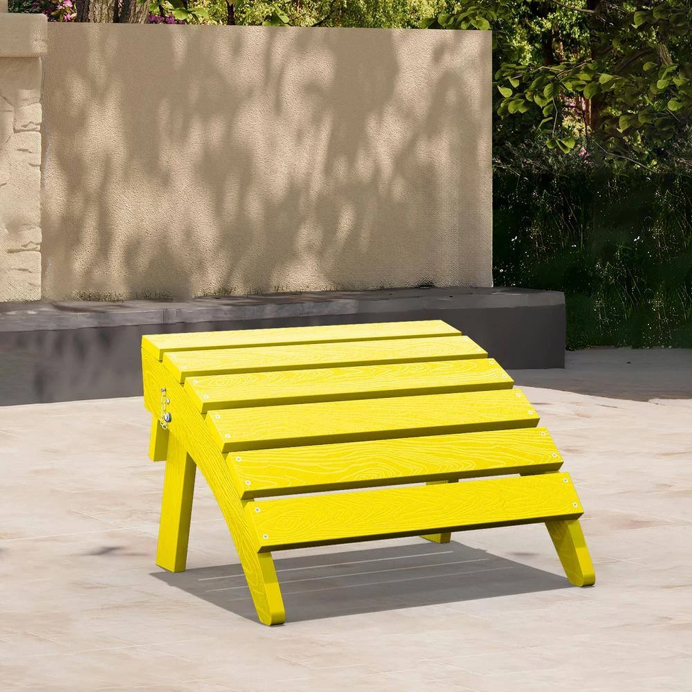 HDPE Folding Plastic Outdoor Ottoman For Adirondack In Yellow 2 HDPE Folding Plastic Outdoor Ottoman For Adirondack In Yellow - Image 2