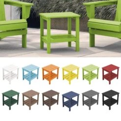 HDPE Adirondack Rectangle Plastic Outdoor Side Table In Apple Green -Jearey outdoor side tables sccj apple green 1f 1000