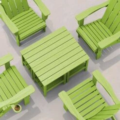 HDPE Adirondack Rectangle Plastic Outdoor Side Table In Apple Green -Jearey outdoor side tables sccj apple green 4f 1000