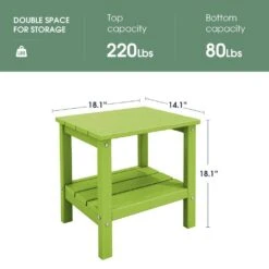 HDPE Adirondack Rectangle Plastic Outdoor Side Table In Apple Green -Jearey outdoor side tables sccj apple green c3 1000