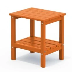 HDPE Adirondack Rectangle Plastic Outdoor Side Table In Orange