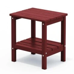HDPE Adirondack Rectangle Plastic Outdoor Side Table In Red