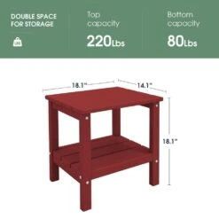 HDPE Adirondack Rectangle Plastic Outdoor Side Table In Red -Jearey outdoor side tables sccj red c3 1000
