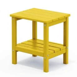 HDPE Adirondack Rectangle Plastic Outdoor Side Table In Yellow