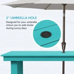 HDPE 7-Piece Plastic Rectangle Table Standard Height Outdoor Dining Set In Aruba Blue -Jearey patio dining sets peczytz ab 44 1000