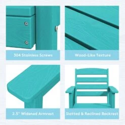 HDPE 7-Piece Plastic Rectangle Table Standard Height Outdoor Dining Set In Aruba Blue -Jearey patio dining sets peczytz ab fa 1000