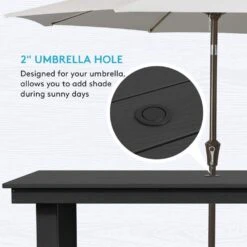 HDPE 7-Piece Plastic Rectangle Table Standard Height Outdoor Dining Set In Black -Jearey patio dining sets peczytz bk 44 1000