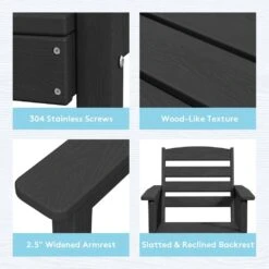 HDPE 7-Piece Plastic Rectangle Table Standard Height Outdoor Dining Set In Black -Jearey patio dining sets peczytz bk fa 1000