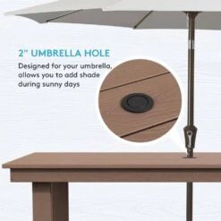 HDPE 7-Piece Plastic Rectangle Table Standard Height Outdoor Dining Set In Brown -Jearey patio dining sets peczytz br 44 1000