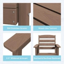 HDPE 7-Piece Plastic Rectangle Table Standard Height Outdoor Dining Set In Brown -Jearey patio dining sets peczytz br fa 1000