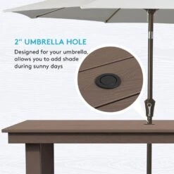 HDPE 7-Piece Plastic Rectangle Table Standard Height Outdoor Dining Set In Coffee -Jearey patio dining sets peczytz co 44 1000