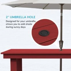 HDPE 7-Piece Plastic Rectangle Table Standard Height Outdoor Dining Set In Dark Red 16 HDPE 7-Piece Plastic Rectangle Table Standard Height Outdoor Dining Set In Dark Red -Jearey patio dining sets peczytz dr 44 1000