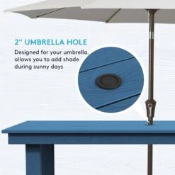 HDPE 7-Piece Plastic Rectangle Table Standard Height Outdoor Dining Set In Navy -Jearey patio dining sets peczytz nv 44 1000