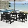 HDPE 7-Piece Plastic Rectangle Standard Height Outdoor Dining Set In Black