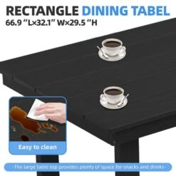 HDPE 7-Piece Plastic Rectangle Standard Height Outdoor Dining Set In Black 16 HDPE 7-Piece Plastic Rectangle Standard Height Outdoor Dining Set In Black -Jearey patio dining sets pejyczytz bk fa 1000