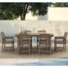 HDPE 7-Piece Plastic Rectangle Standard Height Outdoor Dining Set In Brown