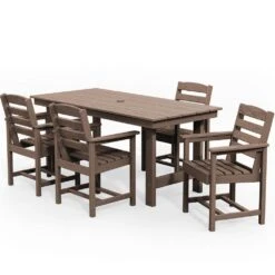 HDPE 7-Piece Plastic Rectangle Standard Height Outdoor Dining Set In Brown -Jearey patio dining sets pejyczytz br d4 1000