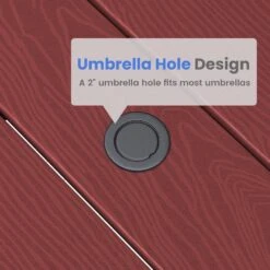 HDPE 7-Piece Plastic Rectangle Standard Height Outdoor Dining Set In Dark Red -Jearey patio dining sets pejyczytz dr 44 1000