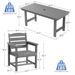 HDPE 7-Piece Plastic Rectangle Standard Height Outdoor Dining Set In Gray -Jearey patio dining sets pejyczytz gy 1d 1000