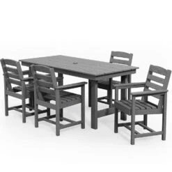 HDPE 7-Piece Plastic Rectangle Standard Height Outdoor Dining Set In Gray -Jearey patio dining sets pejyczytz gy d4 1000
