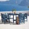 HDPE 7-Piece Plastic Rectangle Standard Height Outdoor Dining Set In Navy