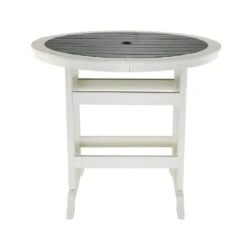 HDPE 6-Person Outdoor Dining Table Plastic Adirondack Patio Bar Table With Table Top In Gray And White