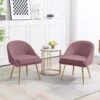 Biscuit Pink Upholstered Outdoor Dining Chair With Tufted Back (Set Of 2)