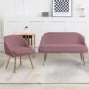 Atye 2 Piece Pink Living Room Velvet Loveseat And Accent Chair Set