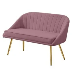 Modern 48 In. Golden Base Velvet Tufted 2-Seats Pink Loveseat Sofa For Living Room Furniture Sets -Jearey pink jearey loveseats e15sry hd pk 4f 1000